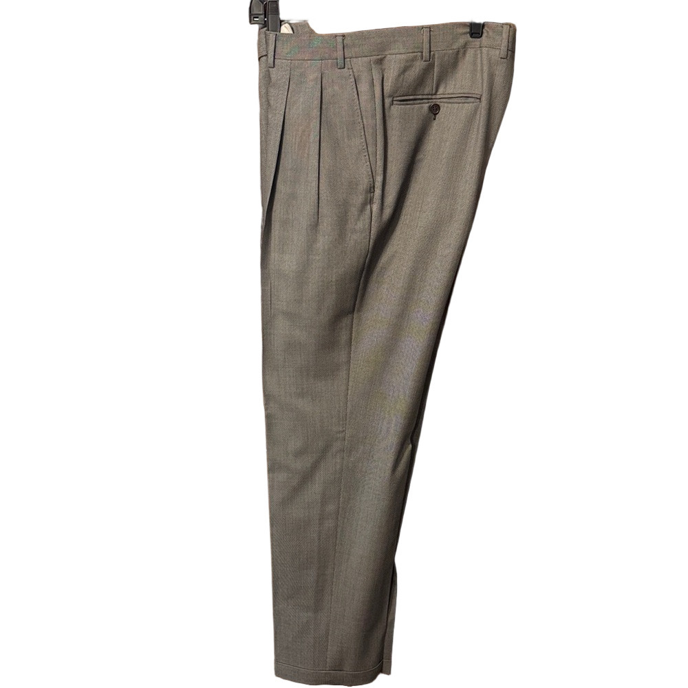 Canali Men's 100% Wool Classic Gray Dress Pleated Cuffed Trousers